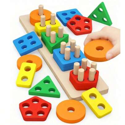 Wooden Sorting And Stacking Toys For Boys, Girls, Toddlers, Preschool Children - Wooden Toys For Infants And Preschoolers, Educational Toys, Color Recognition, Shape Sorter, Learning Puzzles