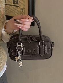 Commuting Vintage Boston Bag, Minimalist Fashion Versatile Crossbody Bag, High-End Luxurious Exquisite Tote Bag - Coffee - View 5