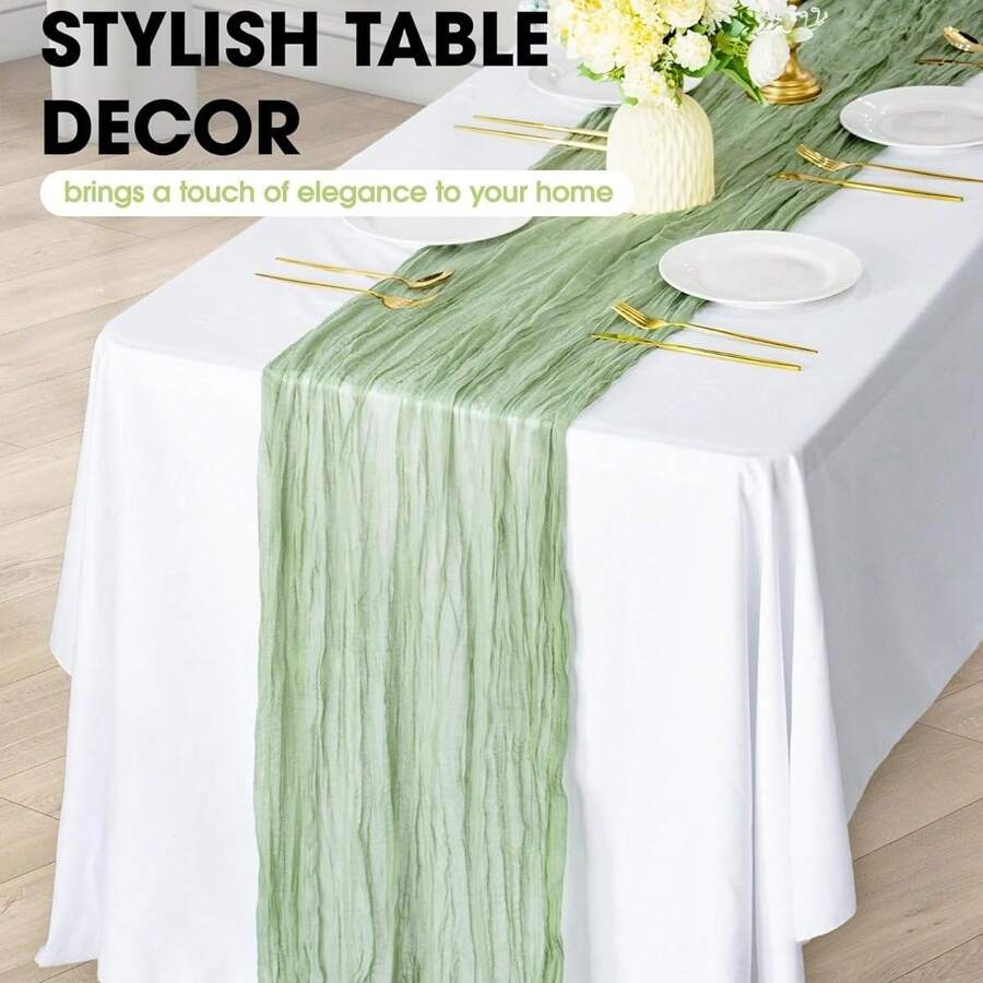Crinkled Bohemian Style Bali Gauze Table Runner, Wedding Party Decor - Multicolor - View 1