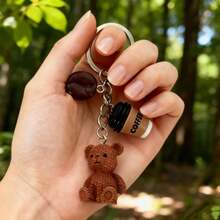 1 New Stylish Keychain, Cute Animal-Themed Coffee-Style European And American Style Key Chain Lanyard, Home Decoration, Bag And Phone Case Charm. - Multicolor - View 4