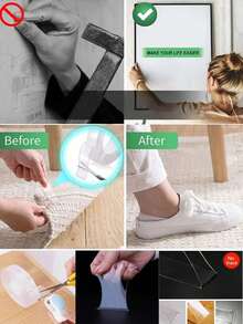 3 Meters (1m/Roll) Super Strong Nano Double-Sided Tape - Easy To Cut, Washable, Reusable, Waterproof, No Residue, High Viscosity Nano Adhesive Layer - Invisible Design, Simple And Practical Style - Suitable For Kitchen/Bedroom/Car/Crafts/Wallpaper/Home Office And Other Scenarios - Multicolor - View 7