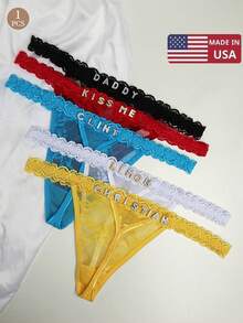 Customized Crystal Letter Sexy Lace Personalized Name Thong Panties, Bikini Tanga Lingerie T-Back Gift For Girlfriend, Wife, Valentine's Day, Christmas, Halloween, Thanksgiving, Birthday. Sequine Colorful Custom,Personalized,Unique,Customized Personalized Gifts For Men/Women,Lingerie,Panties,Underwear,Thongs Ideal Gifts For Her Girlfriend Living Room,Bedroom,For Anniversaries,For Birthdays,For Holiday - 白色 - 查看 8