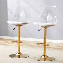 Barstools - Gold + Transparent + Metal + Plastic + Set Of 2 - View 12