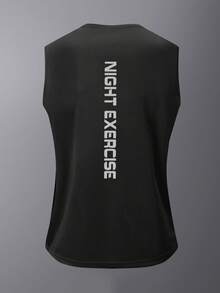 男士夏季户外运动背心和短裤健身跑步套装 - 黑色 - 查看 2