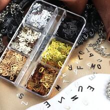 6 buah Payet Huruf Inggris Warna Metalik Isi Resin dan Epoxy, Cocok untuk Hadiah Musim Gugur, Kerajinan Gantungan Kunci dan Liontin DIY - MultiWarna - View 3