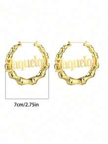 1 Pair Custom Name Earrings - Stylish Gold Stainless Steel Jewelry 70mm Bamboo Hoop Earrings, Personalized Christmas Gift, Suitable For Women Thanksgiving Christmas Halloween Mother's Day Carnival,Gold,Stylish,Colorful,Vintage,Hipster,Simple,Y2k,2000s Fashion,Custom,Personalized,Unique,Ideal Gifts For Him,Ideal Gifts For Her,Her,Boyfriend,Girlfriend,Dad,Mom,Family,Friends,For Anniversaries,For Birthdays,For Graduation,For Prom,For Party,Jewelry Women,Customized Fashion Word Earrings,Vintage Outfit,Jewelry & Watches,Season Picks, Utilitarian Chic, Delicate Romance, Look Glamour - Nhiều màu - Xem 2