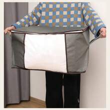 1pc Grey Clothes Storage Bag, Blanket Storage Bag, Multipurpose Storage Bag, Dual Zipper Waterproof Moisture-Proof, Suitable For Home Storage Of Quilts, Blankets, Clothes, Large Capacity Foldable Storage Bag, Decorations, Holiday Decorations, Room Decorations, Home Decor, Bedroom Decor, Dresses, Pants, Shoes, Jeans, Boots, Skirts, Bedroom, Storage Bag, Home Storage, White T-Shirts, Black Pants, Women's Winter Clothing, Dresses - View 1