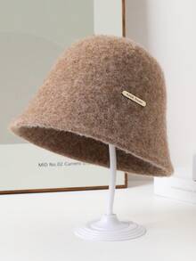 1 pièce Chapeau seau en laine feutrée de couleur unie pour femmes, casquette de pêcheur tricotée polyvalente convenant pour le quotidien, les déplacements, l'extérieur, la maison, les voyages, les cadeaux, assortie à la tenue