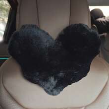 1pc Plush Heart-Shaped Headrest Lumbar Pillow, Soft & Comfortable Plush Car Neck Pillow