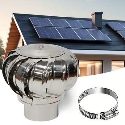 4.33in/110mm Durable Stainless Steel Roof Vent Cap, Rotary Chimney Vent, For Exterior Chimney Cover, Heat & Cold Resistant, Anti-Corrosion, Non-Electric Ventilator Fan, Suitable For House, Factory, Attic, Farm, Leak-Proof Vent Cover