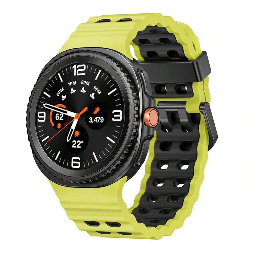 Marine Silicone Sport Band Compatible With Samsung Galaxy Watch 8 Classic 46mm Men Women, Soft Silicone Sport Breathable Band For Galaxy Watch 8 Strap 44mm 40mm,1*Lemon/Grey - 1*檸檬/灰色 - 查看 1