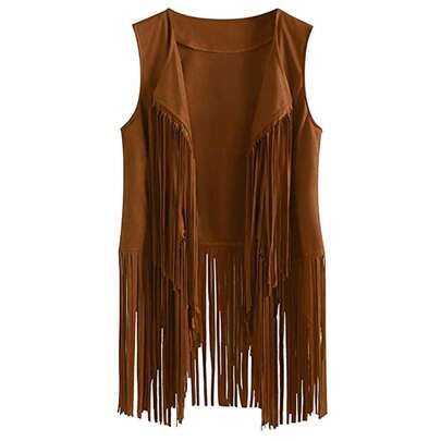 Women Sleeveless Waistcoat Jacket, Women Fringe Vest, Open Front, Tassels Tops, L To 3XL Size