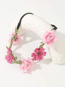 1pc Bohemian Artificial Flower Headband, Cute Floral Wreath Decor For Valentine's Day, Girls Party, Wedding Accessories - Multicolor - View 12
