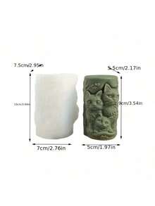 European & American Style Girl Holding Cat Aroma Candle Silicone Mold, DIY Creative Cozy Cat Cute Pet Animal Plaster Mold, Girl Heart Pet Resin Casting Mold - White - View 5