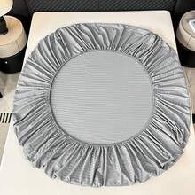 一套四件套缎面条纹床上用品，现代简约风格，聚酯纤维材质，包含1张床单、2个枕套、1个床笠（不含枕芯和被芯），亲肤柔软，适用于酒店、家庭、旅馆、卧室。 - 淺灰色 - 查看 7