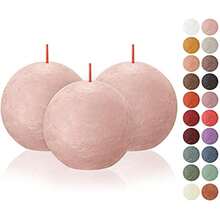 3 Pack Misty Pink Rustic Ball Pillar Candles - 3 Inch - Premium European Quality - Includes Natural Plant-Based Wax - Unscented Dripless Smokeless 25 Hour Party Décor And Wedding Candles Local Shipping - Orange - View 2