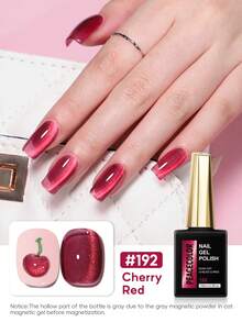 peacecolor 1瓶15毫升红色猫眼磁性凝胶指甲油，樱桃红透亮猫眼凝胶指甲油，猫眼效果半永久指甲油，女士美甲沙龙DIY礼品 - 彩色 - 查看 7