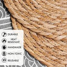 EZIFY 10-Piece Round Natural Woven Tableware Set, 10.6-Inch Round Rattan Placemats, Natural Hand-Woven Daffodil Pattern Placemats, Rustic Style Woven Tablecloth, Rustic Coarse-Woven Rattan Mat, Suitable For Restaurants, Homes, And Weddings. - 10-piece Pack - View 4