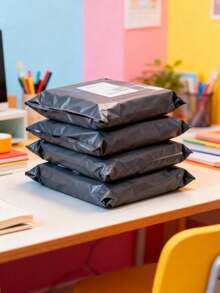 100个/10个装加厚防水纯色礼品袋，简约百搭，适用于学校、办公室、返校季运输和邮寄，男士生日礼物，情人节礼盒，男士礼品盒，男士礼物，批量礼品袋，蓝色礼品袋，情人节，圣诞节礼物 - 黑色 - 查看 7