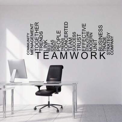 Teamwork Words Wall Decal Art Sticker Business Office Room Wall Decor Stickers Quote Success Decals Home Decoration