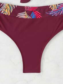 RWX VEST Plus Size Bikini Set With Floral Print, Tie-Up Top And Front Detail - XX561 - 玫瑰紅 - 查看 3