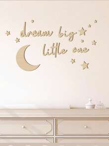 Dream Big, Baby! Wooden Baby Room Wall Decor, Boho Moon & Star Pattern, Neutral Tones, Suitable For Boys/Girls Bedroom, Home, Farmhouse Living Room, Playroom - Multicolor - View 1