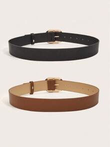 1pc Unisex Oval Buckle PU Leather Belt, Versatile For Jeans And Daily Wear