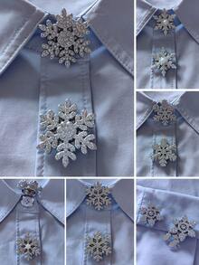 Set de 2 botones de copo de nieve elegantes de Navidad, set de botones para camisa, set de botones de clip, set elegante de gemelos con cristales, adecuado para decoración de esmoquin y vestido de boda - Flor - Ver 2