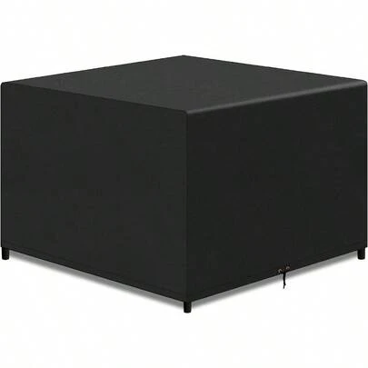 Large Cube Garden Table Furniture Covers Outdoor Square Rattan Cube 420D Oxford Fabric Waterproof Windproof Anti-UV Garden Covers Black 125x125x71cm