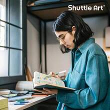 Shuttle Art Colored Pens, 24 Blue & Green Tone Colors Cute Journal Pens 0.6mm Fine Point Colored Gel Pens For Black Paper Adult Coloring Writing Drawing Journaling Note TaFKing Schoolsss Office Home - 24色 - 查看 8