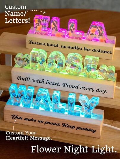 Custom Flower Name LED Light: Personalized Night Light, Mom Gift. Letter Lamp Custom Name Letter Desk Lamp For Nursery Decoration Bedside Lamp Gift For Daughter Flower Light Unique Name Plaque Home Decor . Personalized Anniversary Couples Gifts For Women And Men, Custom Acrylic Spotify Plaque With Night Light, Personalized Wedding Gifts Couples Christmas Gifts, Autumn Home Refresh