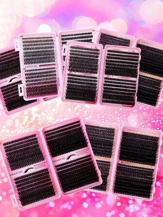 640/621pcs Eyelash Extension Kit, D Curl 10D+20D+30D+40D/50D+60D+80D+100D/80D+100D+120D+150D DIY Eyelash Extension Mink Lashes - Premium D Curl Natural Curl Individual Lashes Extension Kit - Reusable, Easy To Use, Lash Clusters, Individual Lashes, False Eyelashes, Random Packaging