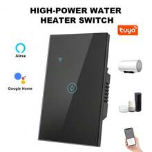 40A 8000W Max Power Smart WiFi Tankless Water Heater Switch - Touch Control Switch For Boiler And Heating System - Compatible With Alexa And Tuya Smart Life Home Automation - US/Brazil Standard AC 100-240V, Available In Black/White/Gold/Gray