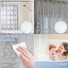 XISH Cortina de Baño Cortina de Ducha con Ganchos Moderna Cortina Decorativa Impermeable Cortina de Ducha Translúcida de Patrón Redondo para Hogar Dormitorio Hotel Moteles y Camping 200x180CM - Diseño de círculo grande y pequeño+180An x 200Al cm (1 Paneles) - Ver 7