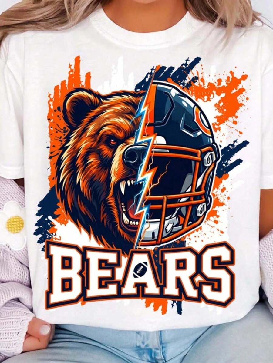 Chicago Football Bear PNG, Bears Football Png, Bears Lover Png, Football State Team Mascot Stylish - màu đen - Xem 1