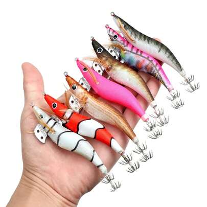 .2G-14G Jig de Calamar,ñuelo de Pesca Duro, Camarón, Cangrejo, Luminiscente, Brilla en la Oscuridad, Aparejo, Sepia, Pulpo, Camarón de Madera, Cebo Duro