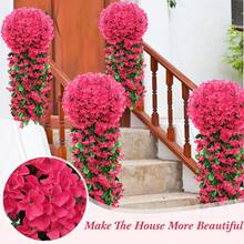 1PC Artificial Violet Hanging Simulation Flowers, Fake Flowers And Plants Are Suitable For Wedding Center Decoration, Home Decor, Gardens, Baby Parties, Party Supplies, Floral Wreath Decoration, Thanksgiving, Arch Background Decoration, Rama Decoration, Kitchen, Bathroom, Gifts For Women, Gifts For Men, Home Decor, Valentine's Day Gifts - Hot Pink - View 4