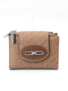 Women's Short Wallet Woven Texture Soft Refined PU Wallet Fashion Snap Closure Dual Zipper Large Capacity Multi-Function Wallet Card Holder Lightweight Minimalist Clutch Suitable For Holiday Gifts For Men Wallet Mini Wallet Purse Wallet Small Wallet - Brown - View 7