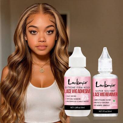 38ml Lace Wig Glue And 30ml Makeup Remover Set, Waterproof, Super Strong Adhesive, Invisible Bonding, Natural Look, Quick Drying, Suitable For Lace Front Wigs, Hairpieces, And Hair Systems - Great For Cosplay, Everyday Wear, Compatible With All Lace Wigs