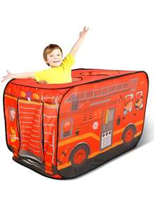 1pc Fire Truck Tent, Children's Play House, Super Cool Party Gear, Collapsible Portable Fire Truck Pop-Up Tent With Dust Bag, Indoor/Outdoor Use, Breathable Double-Layer Skylight Design, Children's Play World, Thanksgiving, Christmas, Halloween Gift, Birthday Gift For Boys And Girls - Multicolor - View 7