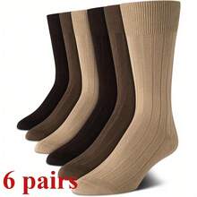 6 Pairs Men's Formal Dress Socks, Fashion Striped & Solid Design, Soft & Comfortable, Suitable For Formal Wear - Multicolor - View 8