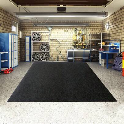 Garage & Workshop Carpet Mat – 3mm Thick, Oil/Waterproof, Non-Slip Backed Felt, Custom Trimmable Size (7 Ft 3 In X 17 Ft)