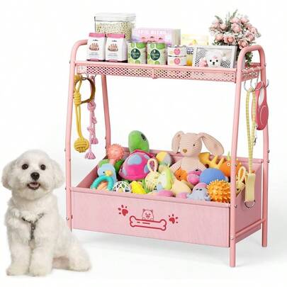 Large Dog Toy Basket 23.6x11.2x9.7 Girl Dogs Toy Bin With Storage Organizer Trapezoid Pink Toy Box For Dog Stuff Accories Pet Toy Storage Holder Chest For Cat Dogs Ential Plies