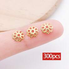300pcs Flower Bead End Caps Flower Filigree Bead Caps Gold Spacer Beads Caps Ends Iron Bead Caps Loose Spacer Beads Bulk Earrings For Bracelet Jewelry Making