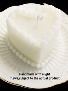 1pc Realistic Piped Cream Strawberry Cake Scented Candle (8cm/3.14in), Creative Shaped Candle, Handmade Soy Wax, Smokeless Candle, DIY Candle, Pure White Heart-Shaped Candle - Multicolor - View 14