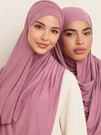 1 pieza Pañuelo de punto para usar de inmediato, hecho de tela suave, transpirable y resistente a las pelusas, un gran tamaño de pañuelo/cobertor de cabeza adecuado para el uso diario musulmán durante todo el año