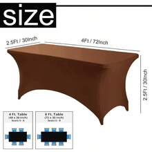 Brown Spandex Tablecloths4FT Stretchable Rectangle Table Cover Washable Tablecloth Universal Patio Elastic TableCover For Kitchen Event Wedding Cocktail Bar Exhibition Banquet Party - Coffee - View 2