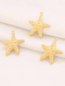 3件套不锈钢海星吊坠配件，时尚18K镀金防水海洋主题饰品，适用于DIY珠宝制作。 - 吊墜 - 查看 10