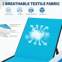 Juego de 3 sillas de salón para Exteriores con Ruedas, Respaldo Ajustable Junto a la Piscina, sillones de Patio con Mesa Auxiliar - Azul - Ver 6