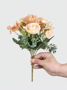 1朵11.81英寸人造玫瑰花，包含丝绸刺绣球，适用于婚礼、家居、餐厅、卧室、花瓶装饰、节日生日派对、婚礼装饰、鲜花、情人节礼物、新年DIY材料、人造植物、春季装饰、房间、书桌、花园装饰、房间装饰品、情人节礼物、毕业礼物、拉玛装饰 - 香檳色 - 查看 4